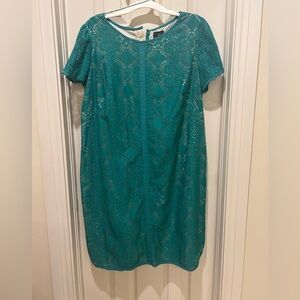 Adrianna Papell teal eyelet dress size 16W